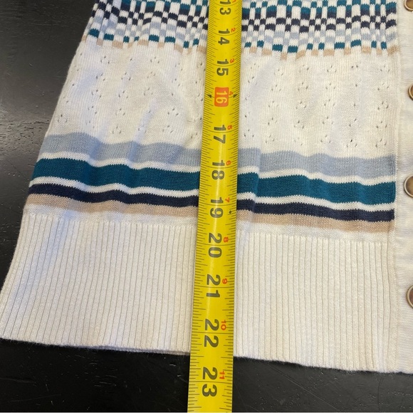 Pendleton Cardigan Sweater Womens PL Blue White Western Aztec Linen Spring Comy - Picture 9 of 12